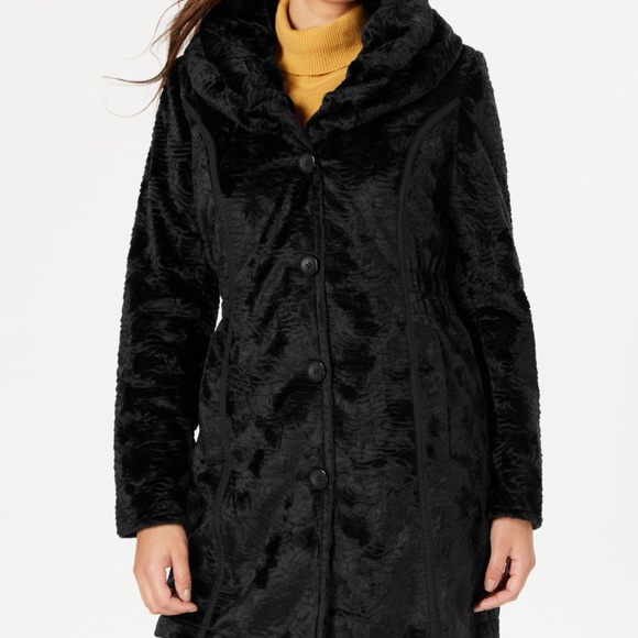 Laundry By Shelli Segal Jackets & Blazers - Laundry by Shelli Segal, NWOT, black, reversible faux fur/puffer, sz L, midi